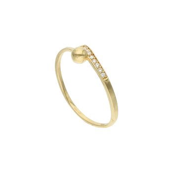 Subtelny złoty pierścionek z cyrkoniami 585 14k - Rosanto