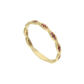 Subtelny złoty pierścionek z czerwonymi cyrkoniami 585 14k - Rosanto