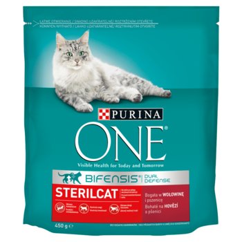 Sucha karma dla kota, PURINA ONE Sterilcat bogata w wołowinę i pszenicę 450 g - PURINA ONE