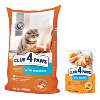 Sucha karma dla kotów z łososiem Club 4 Paws 14 kg + 300 g