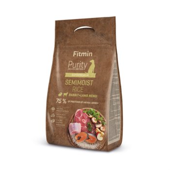 Sucha karma dla psa FITMIN Dog Purity Semimoist Rice Rabbit & Lamb, jagnięcina i królik, 4 kg - Fitmin