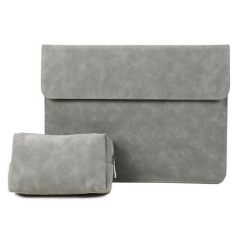 Suede Sleeve zamszowa torba z etui na ładowarkę do MacBook / laptop 13/14" (Gray) - D-pro