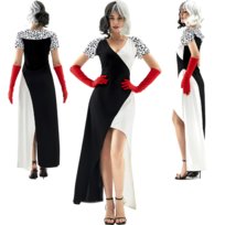 Sukienka Cruella De Mon 101 Dalmatyńczyków Strój Kostium Przebranie Dorośli Xs S 164 170 Cm