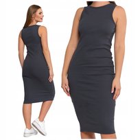 Sukienka Damska 100% Bawełniana Midi Typu Tuba w Prążek Klasyczna MORAJ XXL