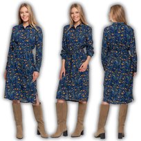 Sukienka Damska 100% Wiskoza Midi Super Wzór W Kwiaty Z Wiązaniem Moraj Xl Patt 3