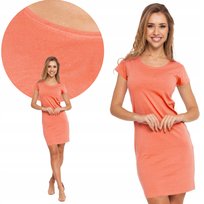Sukienka Damska Bawełniana Tuba Koralowa Przed Kolano Kobieca Moraj Xl Coral