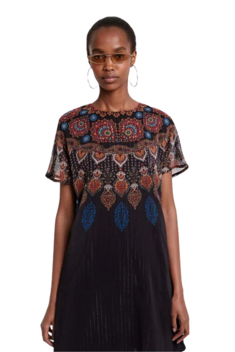 DESIGUAL Sukienka damska Desigual Mexican czarna krótka elegancka -S