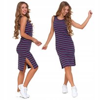 Sukienka Damska Do Kolan Tuba Letnia Bawełniana w Paski Wygodna S MORAJ