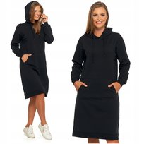 Sukienka Damska Dresowa z Kapturem Tunika MIDI Ciepła Długa Bluza MORAJ XL