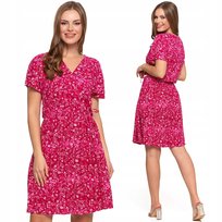 Sukienka Damska Kopertowy Dekolt Wiązanie Przed Kolano Zwiewna S MORAJ