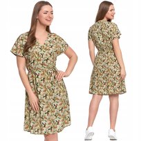 Sukienka Damska Kopertowy Dekolt Wiązanie Przed Kolano Zwiewna S MORAJ