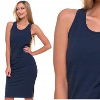 Sukienka Damska Krótki Rękaw Bawełniana Modna Na Lato Granatowa Moraj R.Xl Navy
