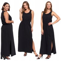 SUKIENKA DAMSKA MAXI z Rozcięciem Długa Czarna Suknia na Lato MORAJ - M