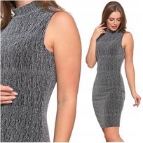 Sukienka Damska Midi Bez Rękawów Koktajlowa Z Połyskiem Dopasowana Moraj L