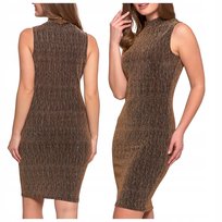 Sukienka Damska Midi Bez Rękawów Koktajlowa Z Połyskiem Dopasowana Moraj L