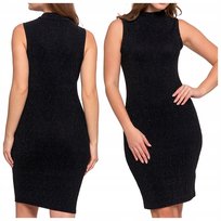 Sukienka Damska Midi Bez Rękawów Koktajlowa Z Połyskiem Dopasowana Moraj M