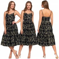 Sukienka Damska Midi Na Ramiączkach Z Falbanami Stylowa Klasyczna Moraj Xxl Patt 1