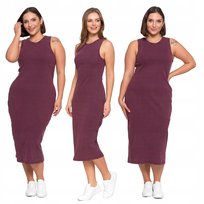 SUKIENKA DAMSKA MIDI PRĄŻKOWANA NA SZEROKICH RAMIĄCZKACH LETNIA MORAJ - 3XL