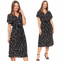 Sukienka Damska Midi Wiskozowa Wzorzysta Elegancka Na Lato Czarna Moraj S