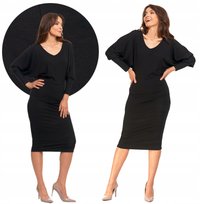 Sukienka Damska Midi Z Długim Rękawem Elegancka Modna Lato Moraj R.M Black