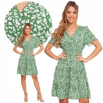 Sukienka Damska Rozkloszowana Motylkowy Rękaw Zielona Kobieca Moraj M Green