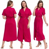 Sukienka Damska Szmizjerka Midi Z Wiązaniem Stylowa Klasyczna Moraj M Pink