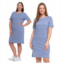 SUKIENKA DAMSKA T-SHIRTOWA Z KRÓTKIM RĘKAWEM PRZED KOLANO W PASKI MORAJ L