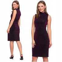 Sukienka Damska z Połyskiem MIDI Koktajlowa Dopasowana Elegancka MORAJ L
