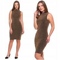 Sukienka Damska z Połyskiem MIDI Koktajlowa Dopasowana Elegancka MORAJ XL