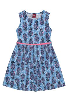 Sukienka dziewczęca dżersejowa, niebieska w ananasy/Bee Loop