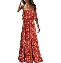 Sukienka Hiszpanka Na Lato Zwiewna Azteckie Wzory Odkryte Ramiona Maxi