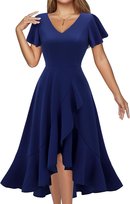 Sukienka Koktajlowa Vintage Elegancka Midi Falbana Wygodna Granatowa M Inna marka