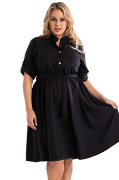 Sukienka MARZANNA lniana z paskiem czarna 38/40 - KARKO | Moda Sklep  