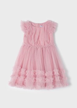 Sukienka Mayoral 3918-61 tiulowa z falbankami dla dziewczynki - wzrost 128 cm (8 lat) - Mayoral
