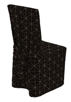Sukienka na krzesło, DEKORIA, czarno-beżowy ze złotą nitką, 45x94 cm - Dekoria