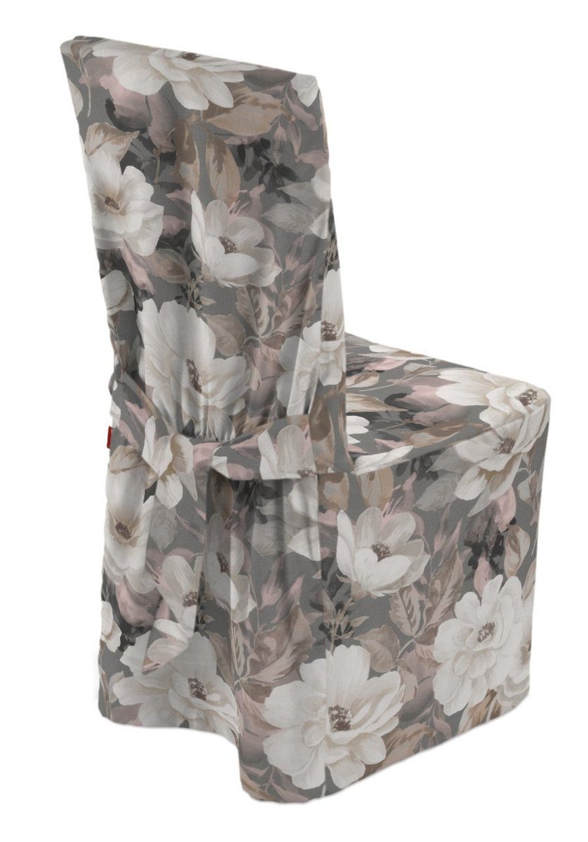 Фото - Чохол на меблі Dekoria Sukienka na krzesło, Gardenia, kremowe i różowe kwiaty na szarym tle , 45x 