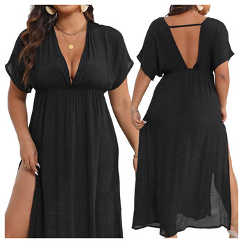 Sukienka plażowa pareo plus size CZARNA - XXXL - Luvu