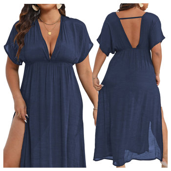 Sukienka plażowa pareo plus size GRANATOWA - XXL - Luvu