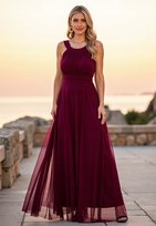 Sukienka siateczka | Elegancka sukienka wieczorowa | Bordowa M1171 r. S/M FIGL