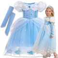 Sukienka Strój Kopciuszek Cinderella Księżniczka Kostium Karnawał 128 134  - Hopki