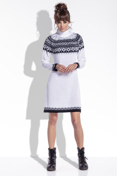 Sukienka swetrowa z półgolfem biała / Fobya - Inna marka
