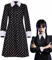 SUKIENKA WEDNESDAY ADDAMS PRZEBRANIE HALLOWEEN WZORKI STRÓJ KARNAWAŁOWY XXL