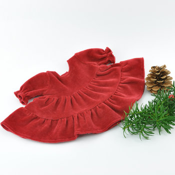 Sukienka welurowa czerwona dla Miniland 38cm, Minikane 34 cm i Paola Reina 34cm - Przytullale