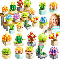 Sukulenty Klocki Kwiaty Duży Zestaw W Doniczce Prezent 3d Roślinki 1097 El.