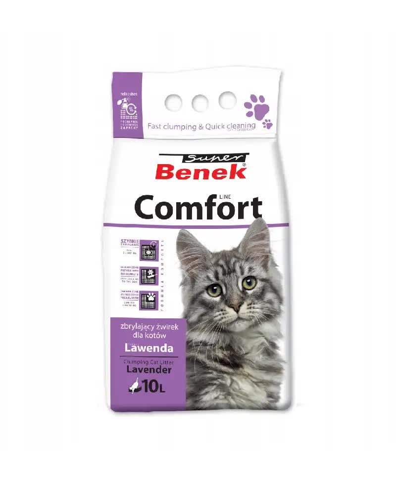 Super Benek Comfort Lawenda 10L Zbrylający Żwirek Bentonitowy Dla