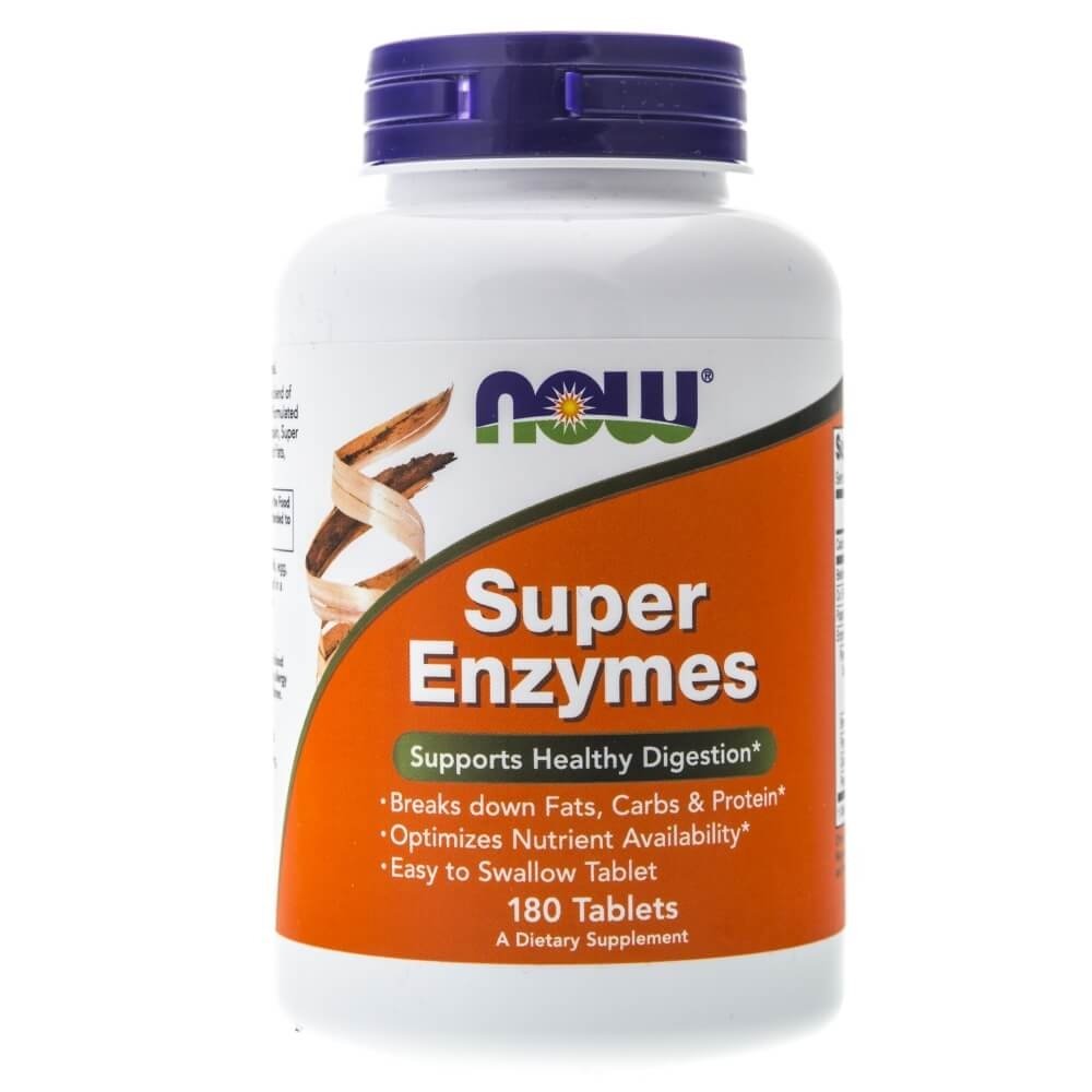 Фото - Вітаміни й мінерали Now Suplement diety, Super Enzymes  FOODS, 180 tabletek 