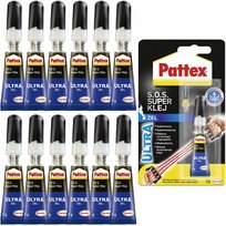 Super klej żelowy PATTEX S.O.S. Power, 12 szt. - 2g klej cyjanoakrylowy elastyczny mocny wodoodporny do plastiku metalu ceramiki drewna Pattex