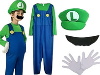 Super Mario Strój Luigi Przebranie Dla Chłopca Na Bal Kostium Wąsy  - 120
