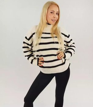 Super modny sweter paski półgolf dzianina - Agrafka