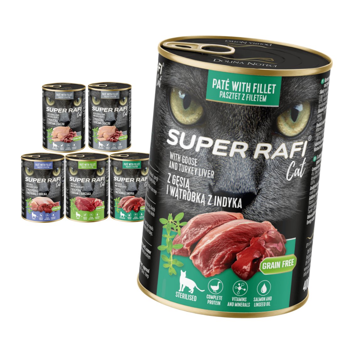 Sacortye Rafi Raza Super Rafi Cat 6x400g Bezzbożowa Mokra Karma Dla Kotów Mix 4 Smaków ...
